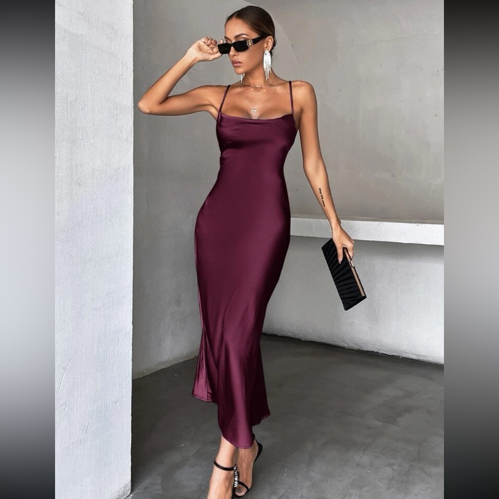 Solid Tie Backless Dress ❤️